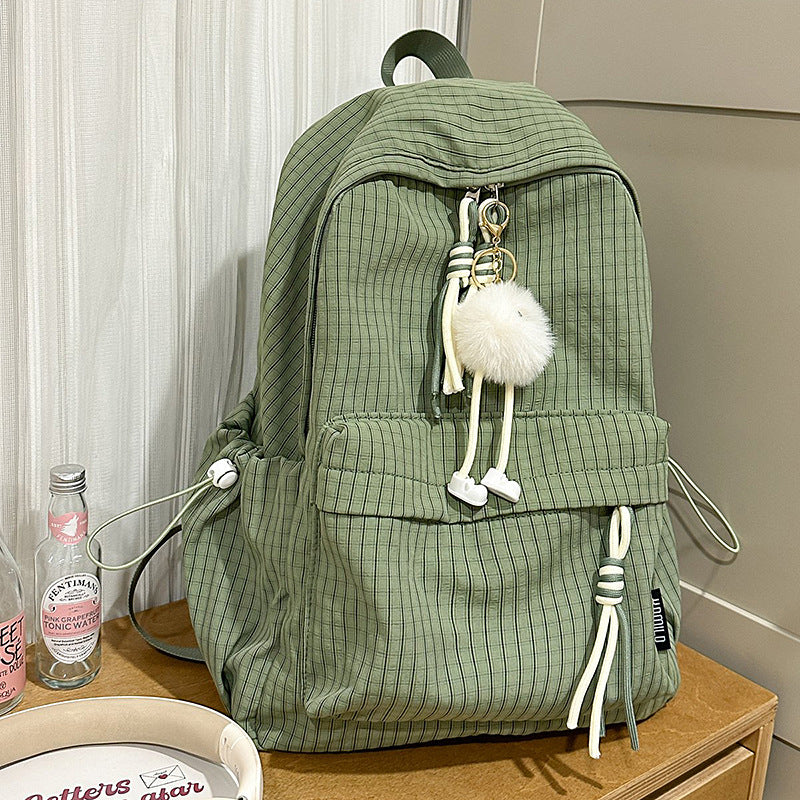 Women's Korean Simple Plaid Large Capacity For Backpacks