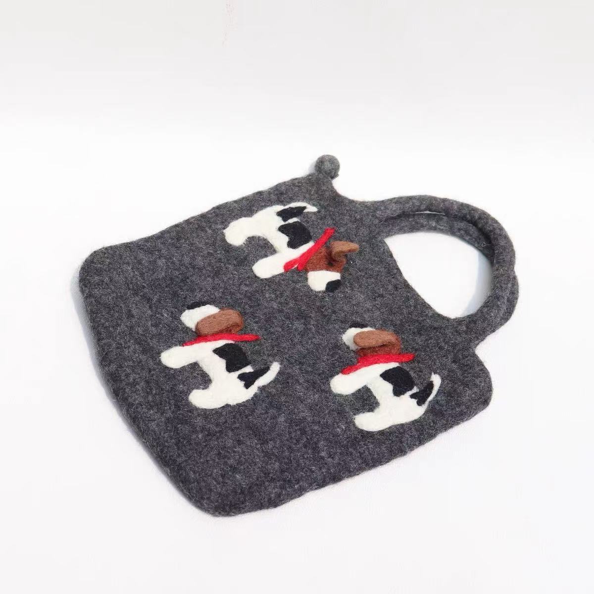 Puppies Nepal Wool Felt Hand Niche Personality 3d Women's Handbag