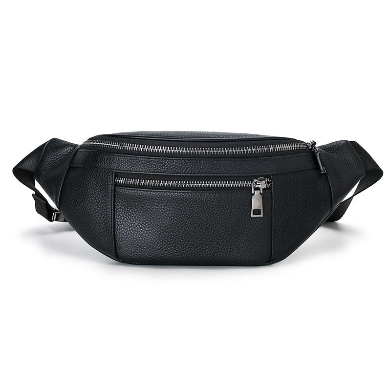 Men's Business Commute Outing First Layer Cowhide Men's Fanny Pack