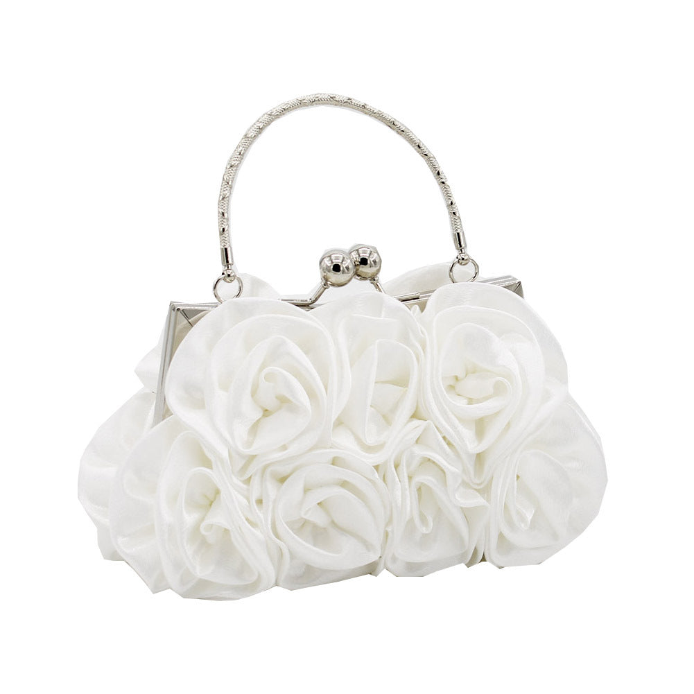Durable Satin Cloth With Roses Portable Dinner Bag