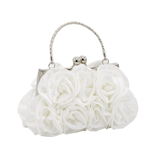 Durable Satin Cloth With Roses Portable Dinner Bag