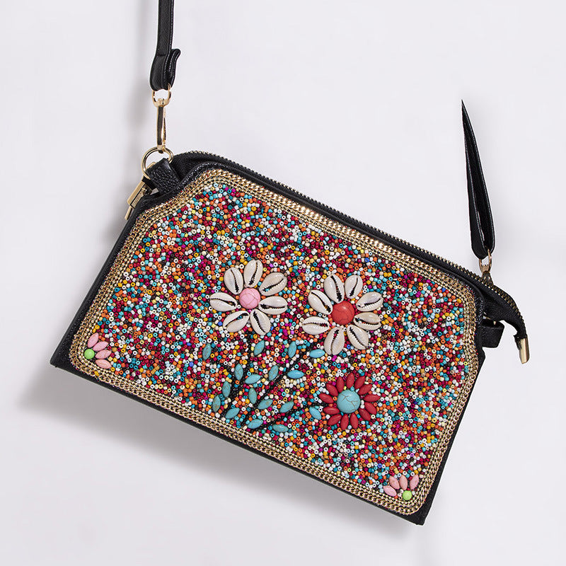 Women's Bohemian Style Bead Shell Flower Trip Bags