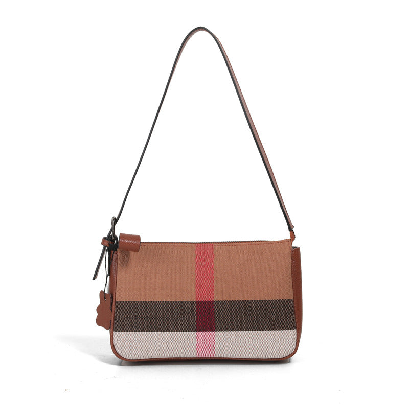 Women's High-grade Plaid Mobile Genuine Leather Women's Shoulder Bag