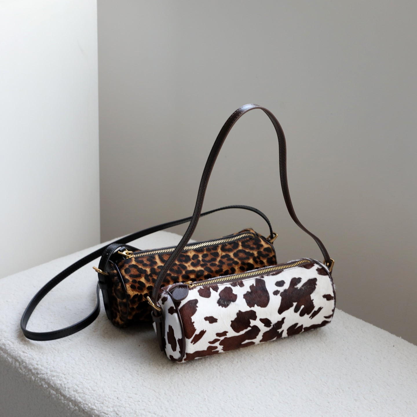 Hair Underarm Cows Pattern Pen Fashion Leopard Print Hot Genuine Women's Shoulder Bag