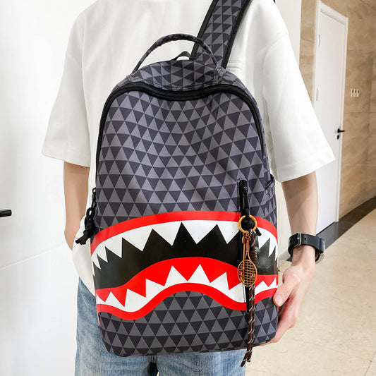 Shark Mouth Printing Personalized Good-looking Outing College Student Schoolbag
