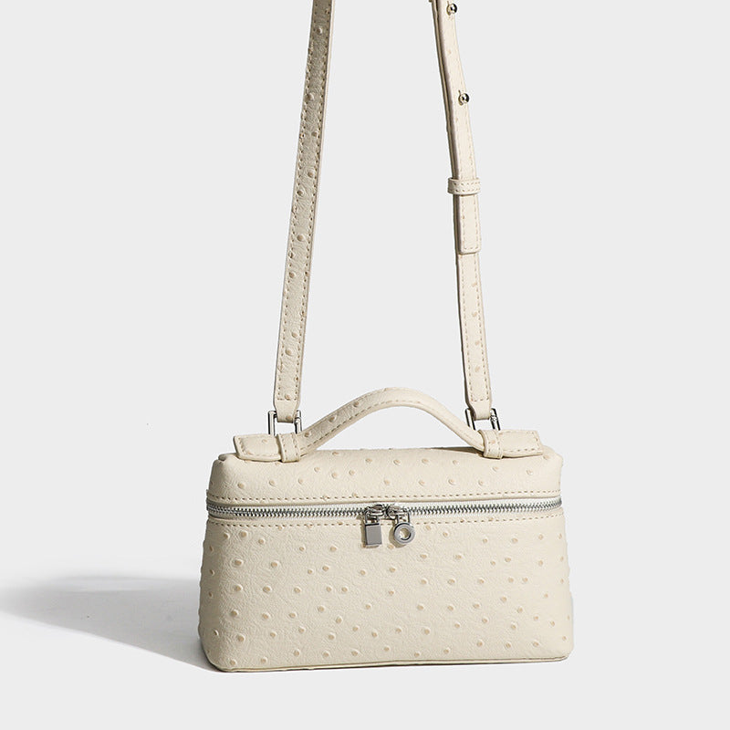 Women's Ostrich Grain Lunch Box Fashion Portable Small Square Bag