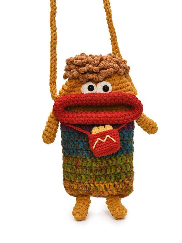 Women's Crochet Finished Cute Big Mouth Cartoon Bags