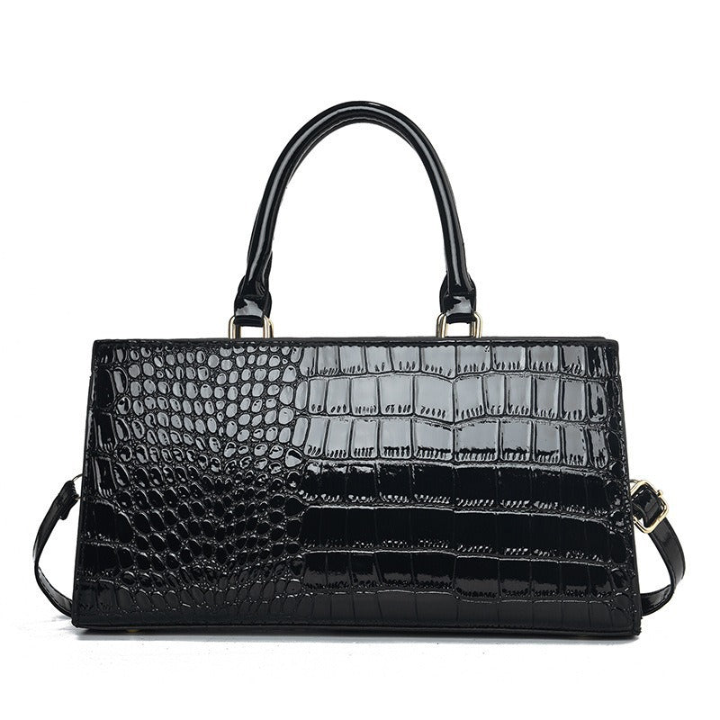 Women's Mother's Day Crocodile Pattern Mother Fashion Large Capacity Commuter Three-piece Handbags