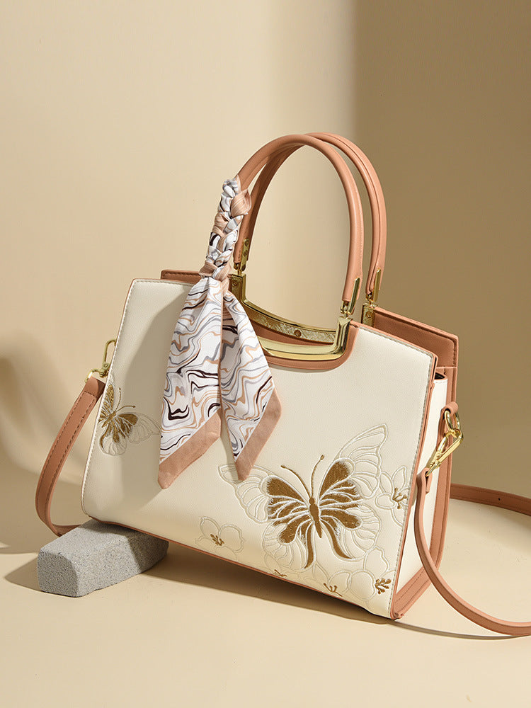Women's High-grade Embroidered Silk Scarf Large Capacity Light Luxury Commute Women's Handbag