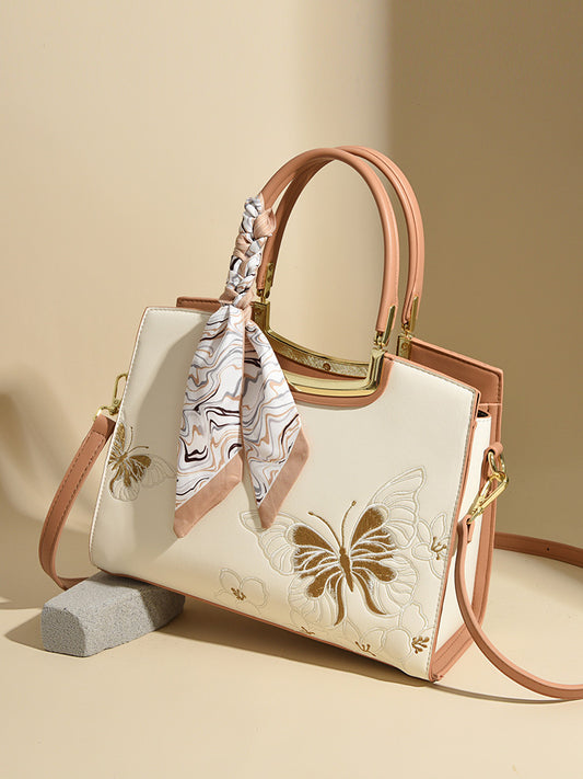 Women's High-grade Embroidered Silk Scarf Large Capacity Light Luxury Commute Women's Handbag