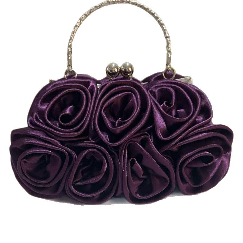 Elegant Satin Cloth With Roses Portable Dinner Bag