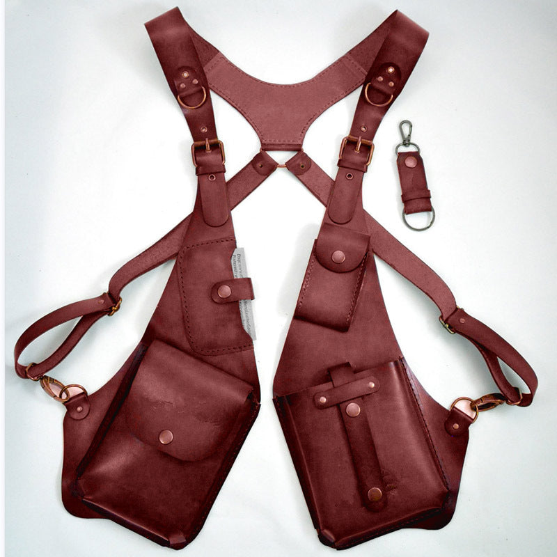 Women's & Men's Vintage Leather Strap Underarm Mobile Sports Satchel, Hanging Bag