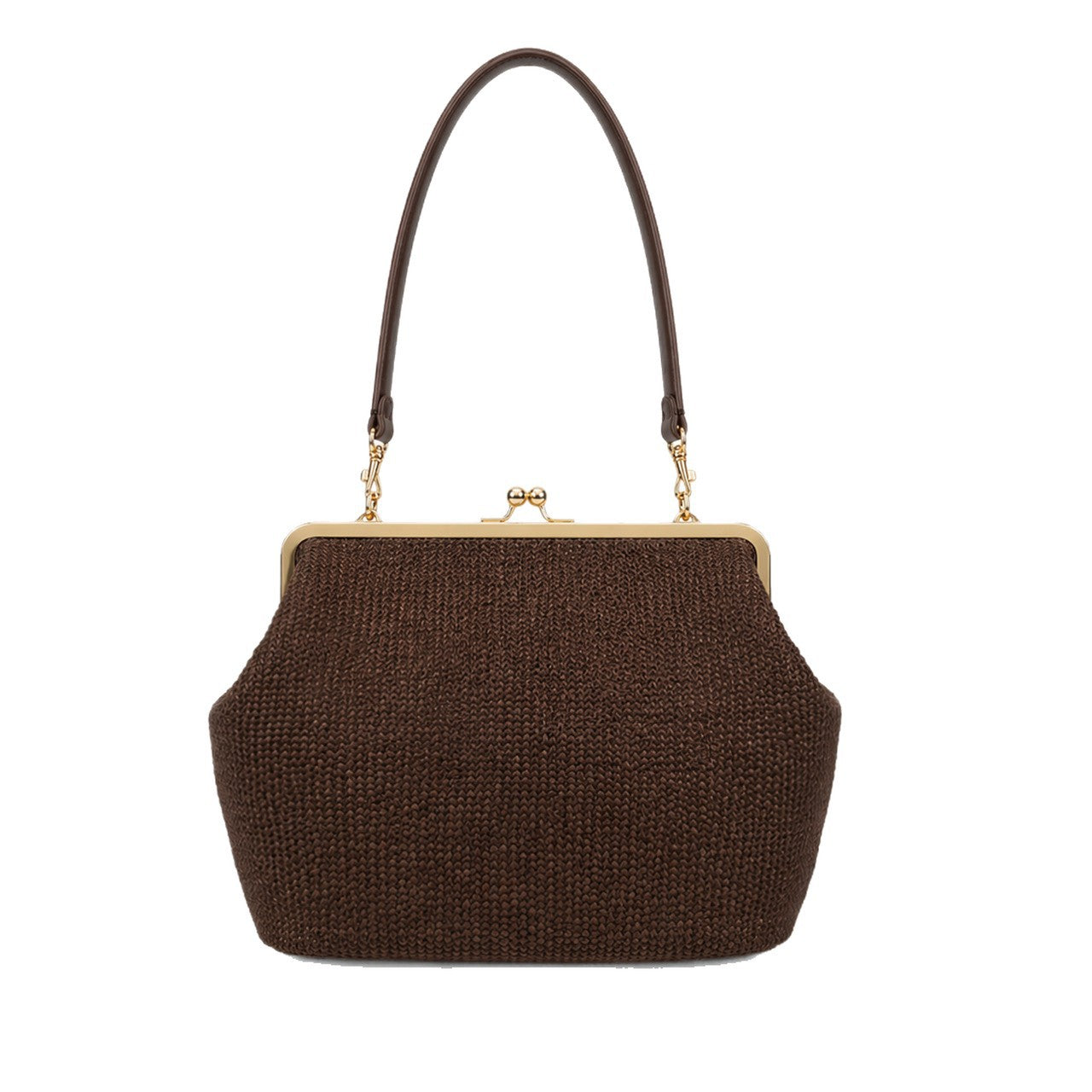 Women's Striped Kiss Straw Woven Clip Summer Women's Handbag