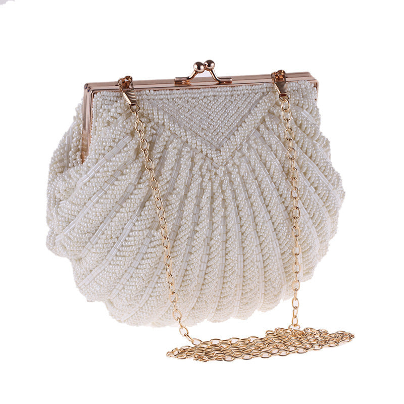 Women's Shell Handmade Beaded Clutch Han Chinese Dinner Bag