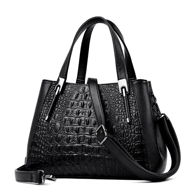 Women's Crocodile Pattern High-grade Large Capacity Commuter Handbags