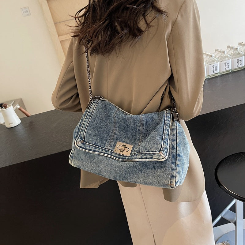 Women's Denim High-grade Chain Large Capacity Commuter Bags