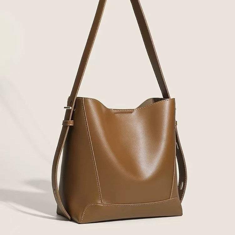 Women's Advanced Texture Real Large Capacity Bucket Bags