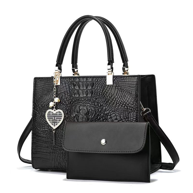 Women's Leather Crocodile Stone Texture Large Capacity Portable Mother Women's Shoulder Bag