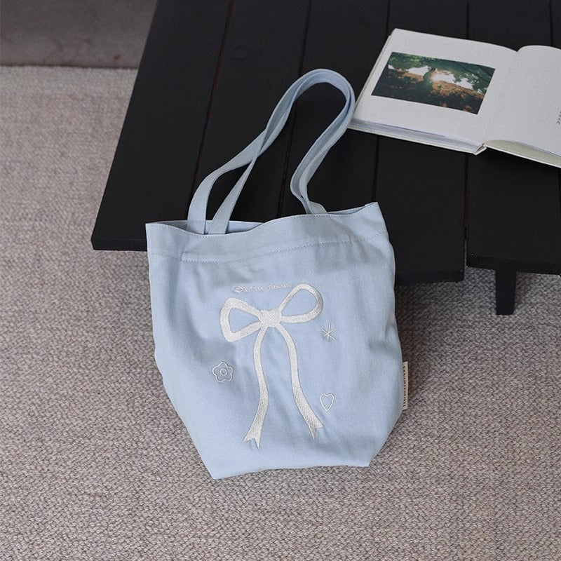 Three-dimensional Embroidered Bowknot Canvas Sweet Summer Female Class Bags