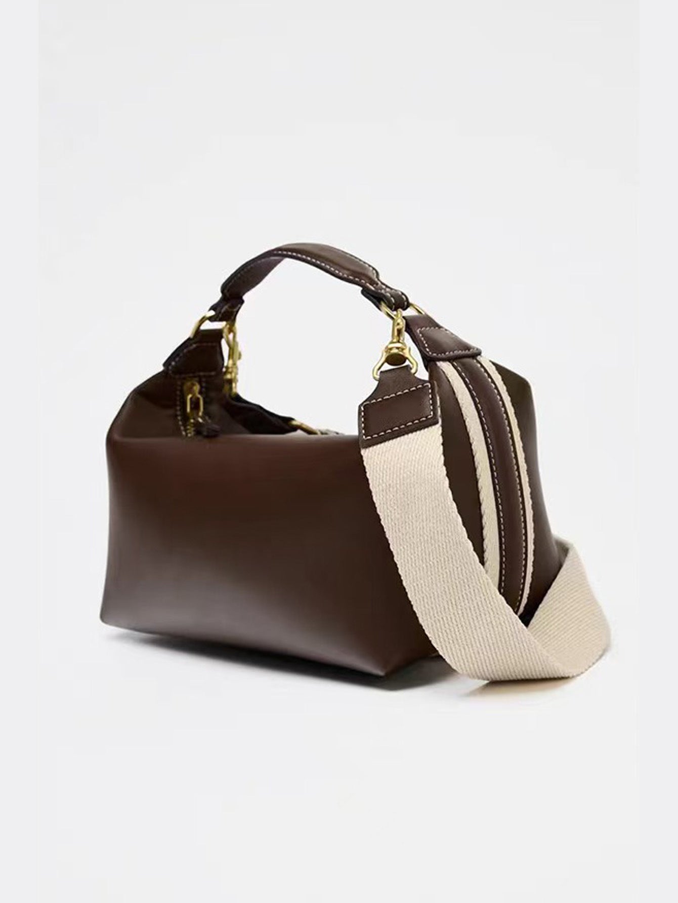 Women's Retro Side Striped Wide Strap Dumpling Bags