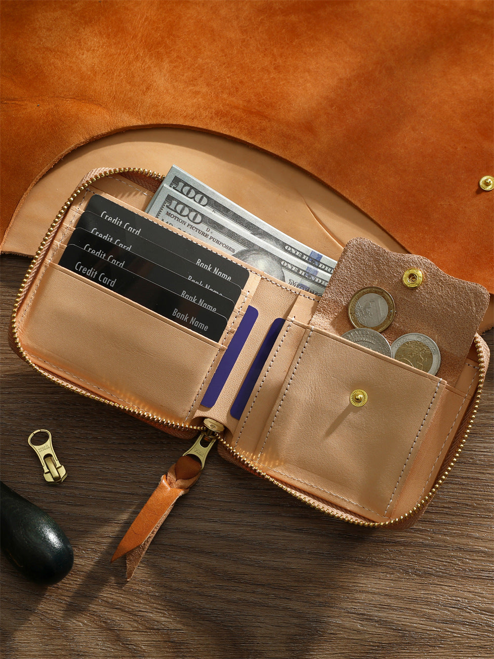 Men's Retro Vegetable Tanned Leather Cowhide Short Genuine Personality Men's Wallet