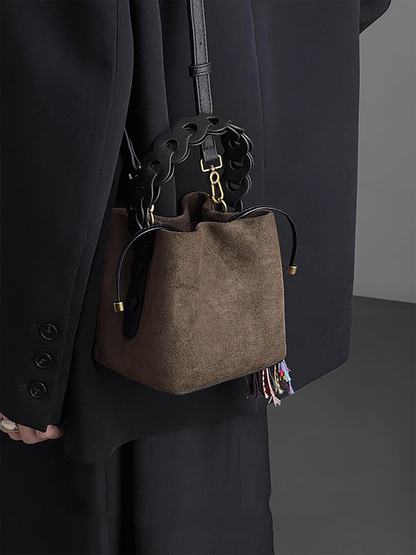 High-grade Portable Vegetable Basket Design Suede Women's Handbag
