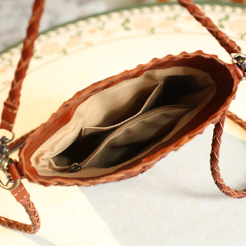 Hand-woven Commuter Hand Layer Cowhide Size Women's Handbag