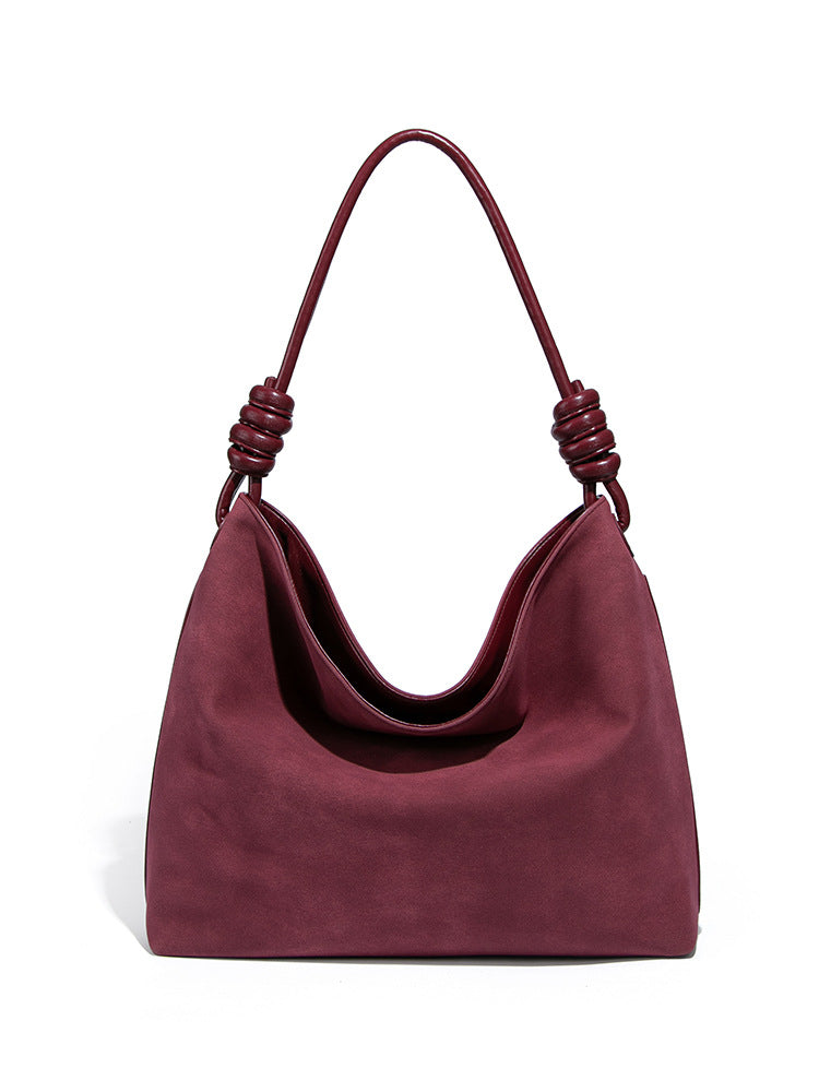 Underarm Knotted Strap Large Capacity Soft Tote Bag