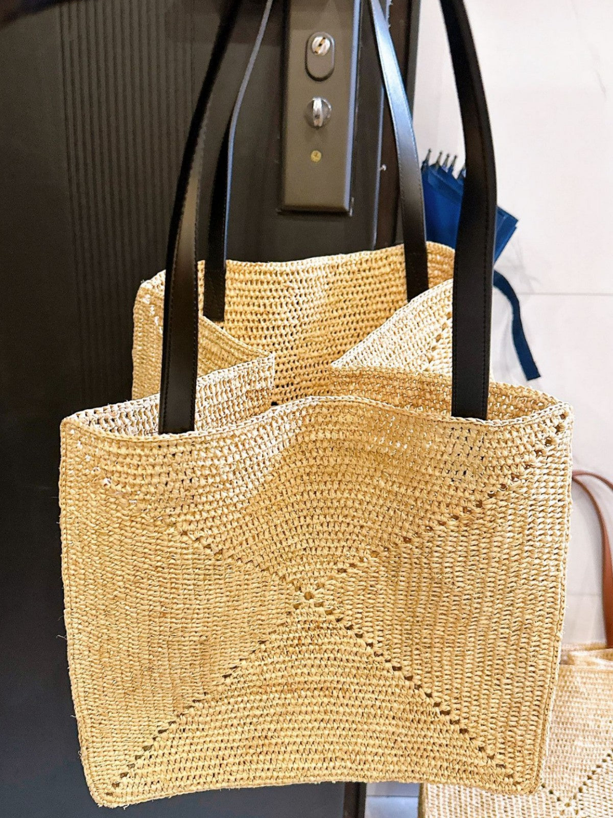 Women's Hand Crocheting Raffia Woven Large Capacity Shoulder Bags