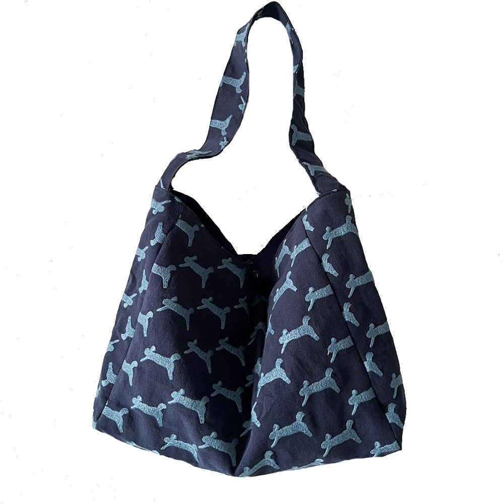 Ming Wind Running Rabbit Linen Embroidered Large Capacity Women's Messenger Bag