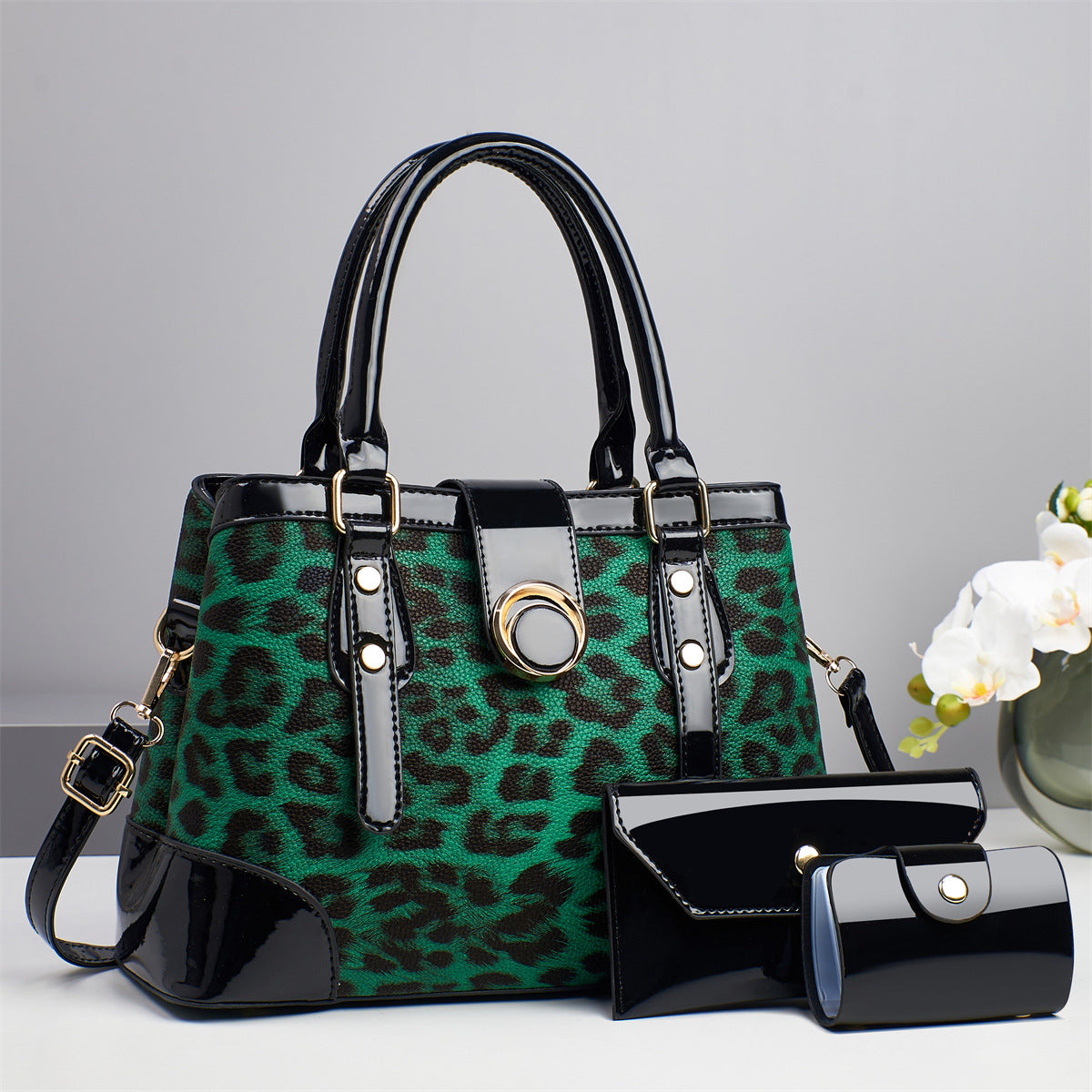 Women's Contrast Color Leopard Print Fashion Retro Bucket Bags