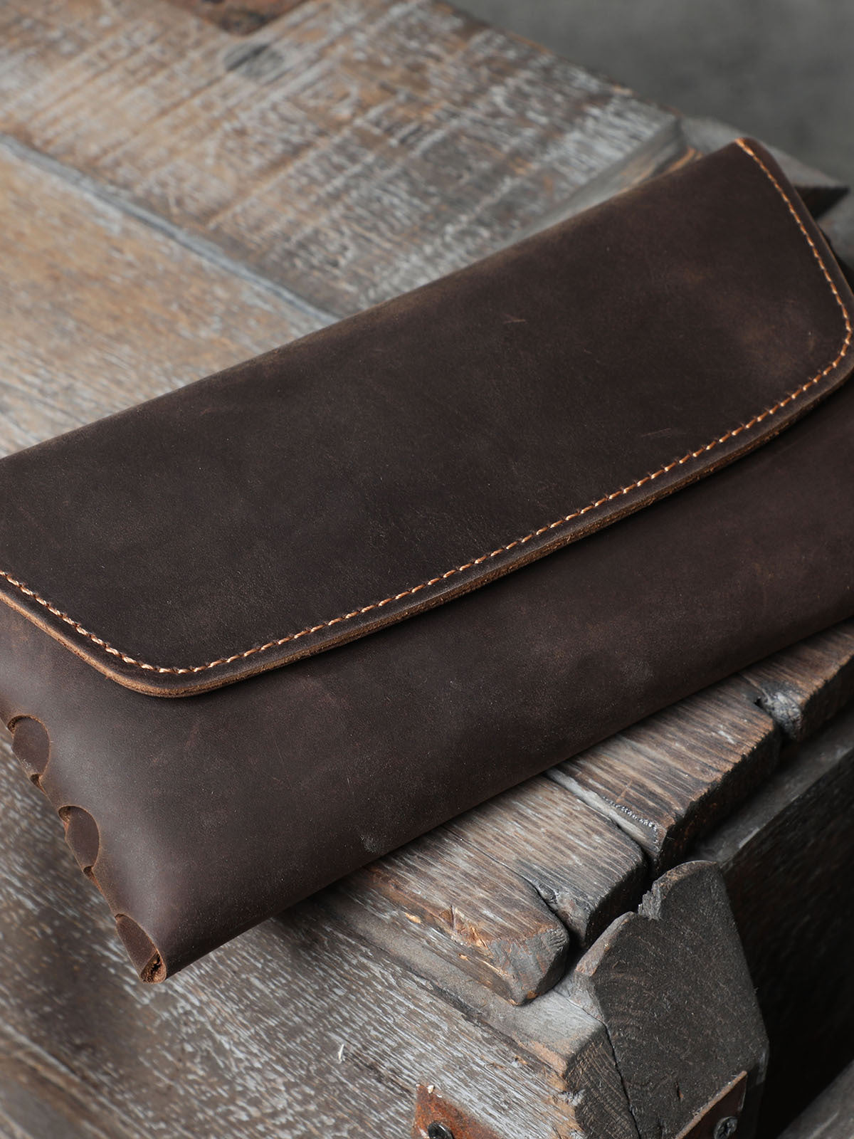 Men's Horse Leather Clutch Vintage Large Capacity Bags