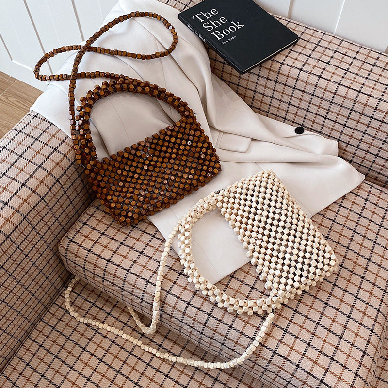 Women's Retro Minority Beaded Weave One High-grade Light Luxury Idle Women's Messenger Bag
