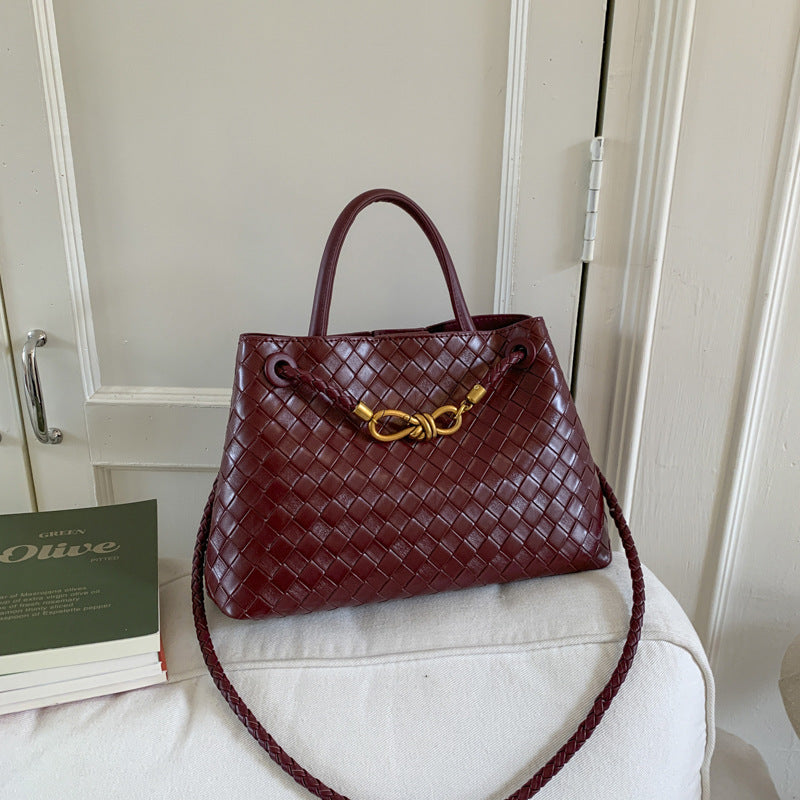Autumn High Quality Fashion Woven Lightweight Simple Bucket Bags