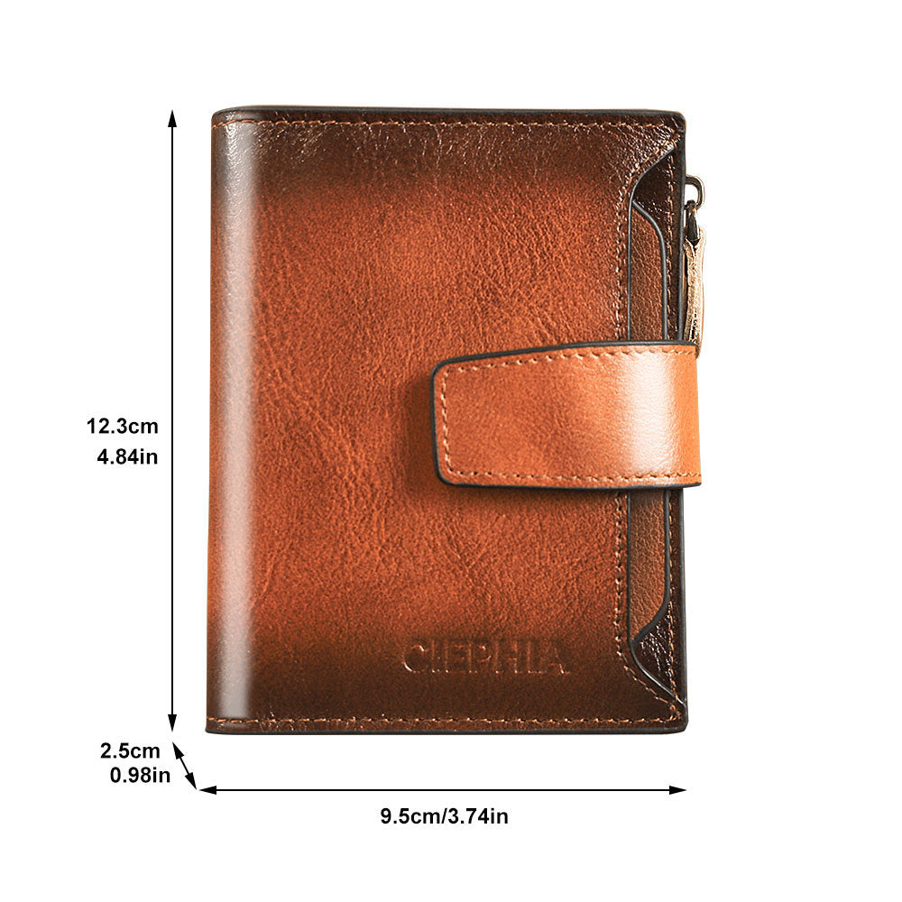 Innovative Men's Retro Leather Swiping Zipper Men's Wallet