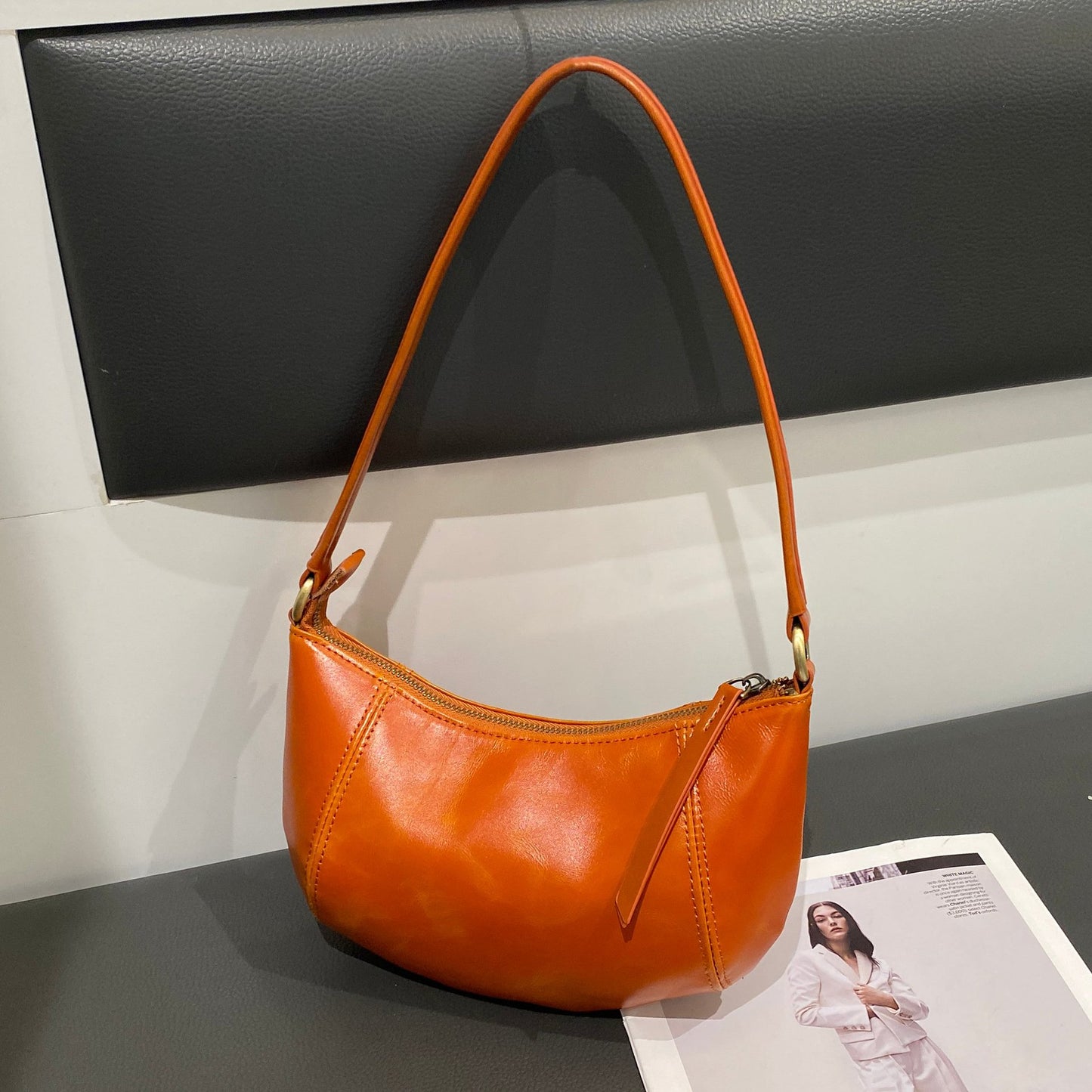 Design Large Capacity Totes Cowhide Commuter Pocket Women's Shoulder Bag