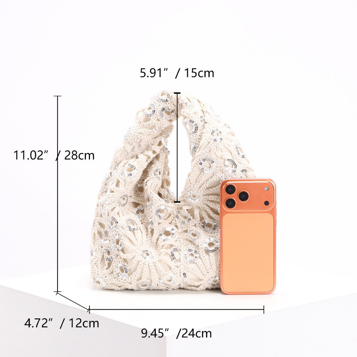 Women's Sequined Hollow Crocheted Hand Vacation Style Bohemian Bags