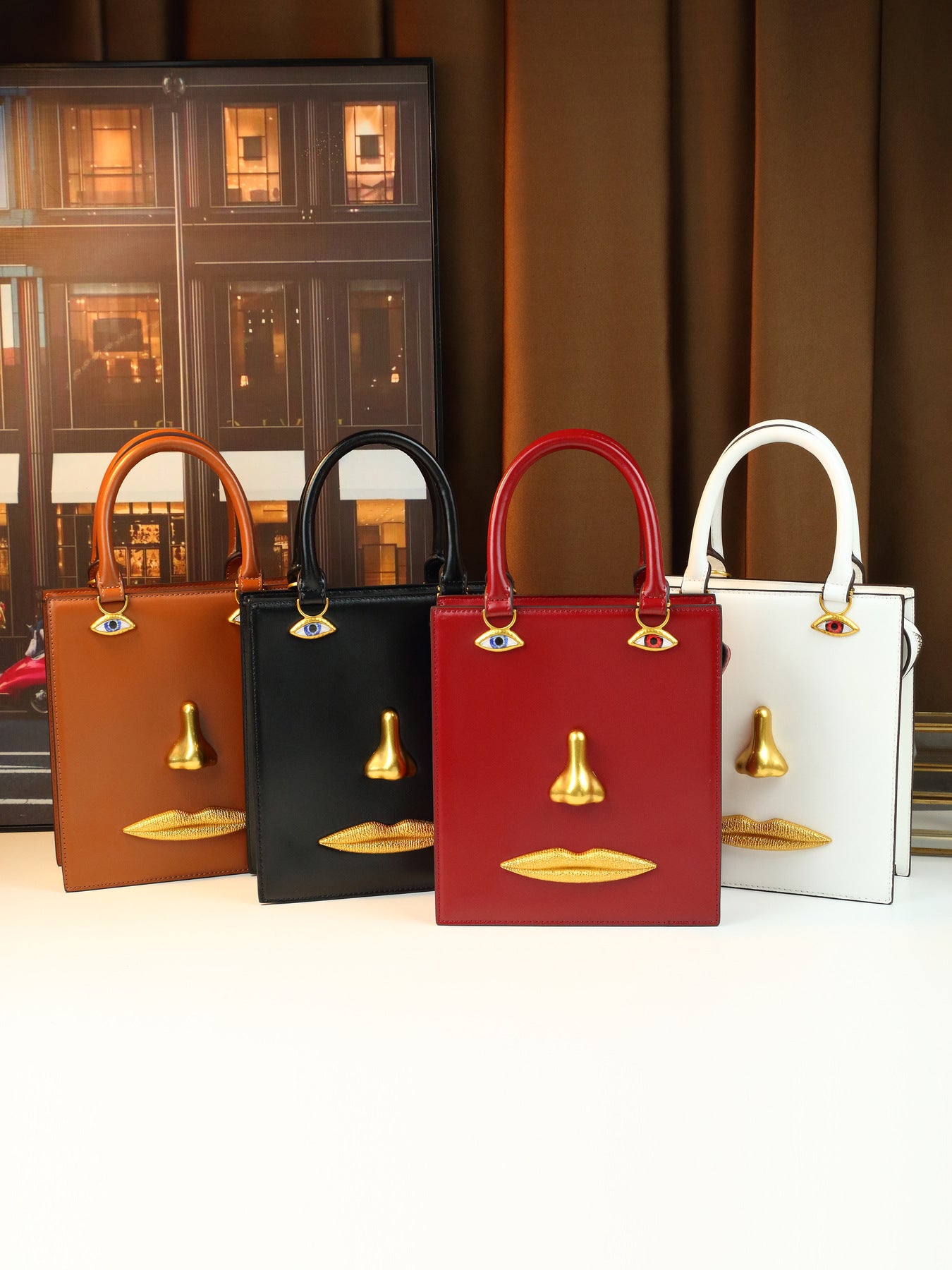 Women's Super Popular Niche Art Face Three-dimensional Metal Facial Design Retro Women's Handbag