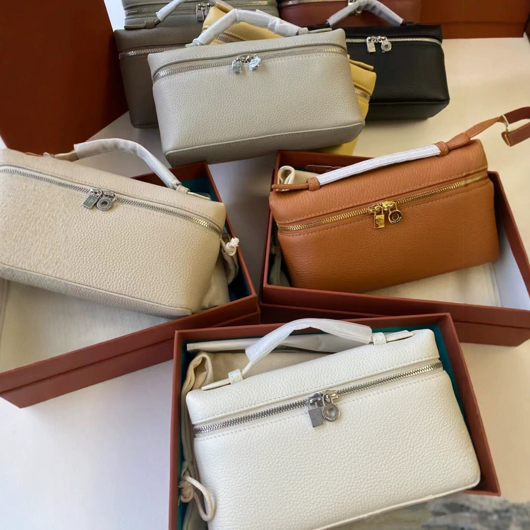 Lunch Box Genuine Leather Fashion Double Zipper Women's Messenger Bag