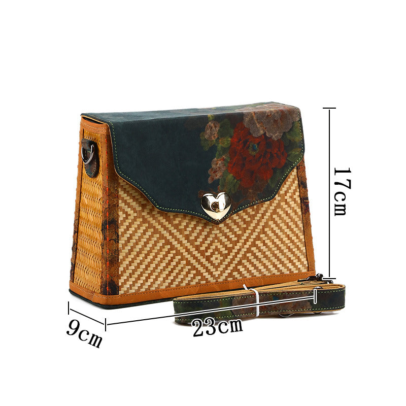 Chinese Style Yarn Fabric Bamboo Woven Cheongsam Match Ladies Bags