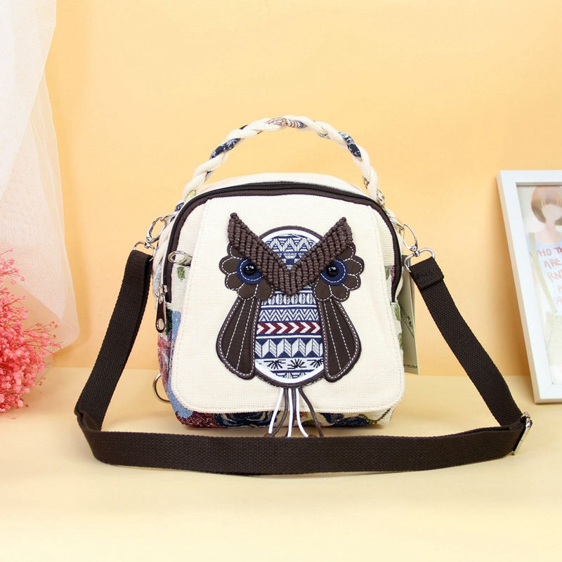 Hand-woven Owl Fresh Portable Fabric Ethnic Women's Messenger Bag