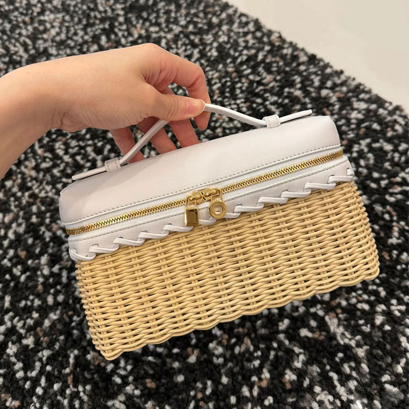 Lunch Box Mini Kelly Rattan Woven Small Square Bag