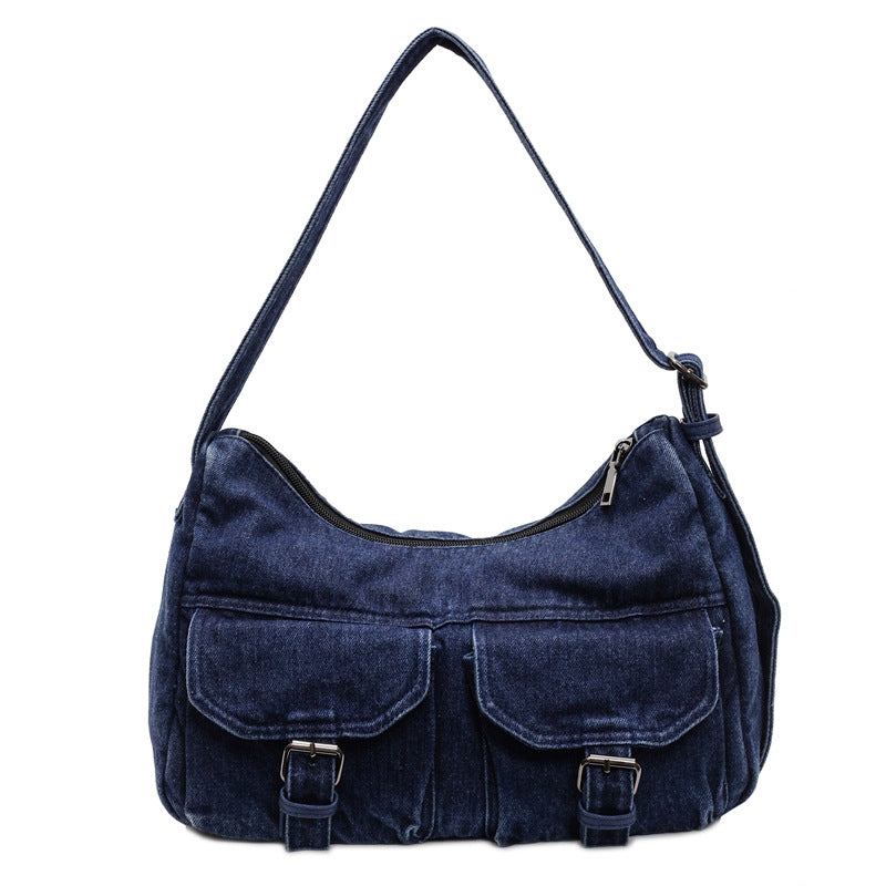 Women's Motorcycle Large Capacity Retro Denim Underarm Women's Shoulder Bag