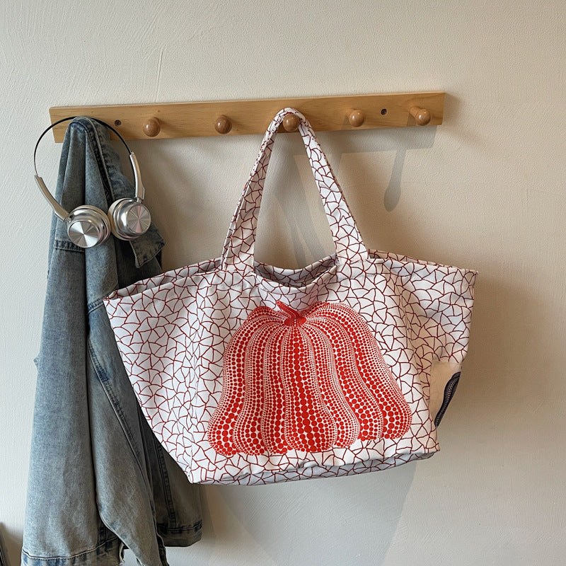 Women's Style Polka Dot Pumpkin Fashionable Large Capacity Printed High Sense Women's Messenger Bag