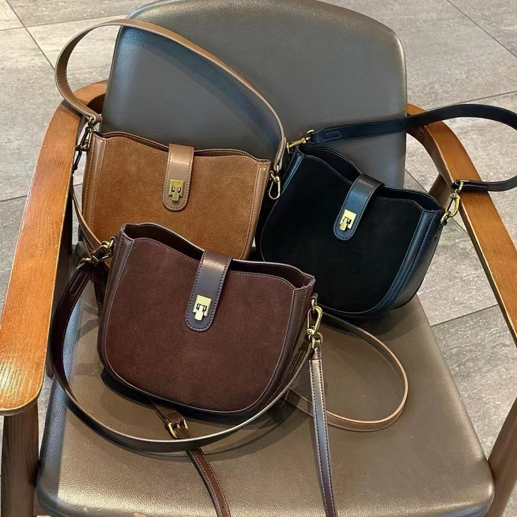 Women's Genuine Leather Underarm Retro Frosted Cowhide High-grade Niche Bags