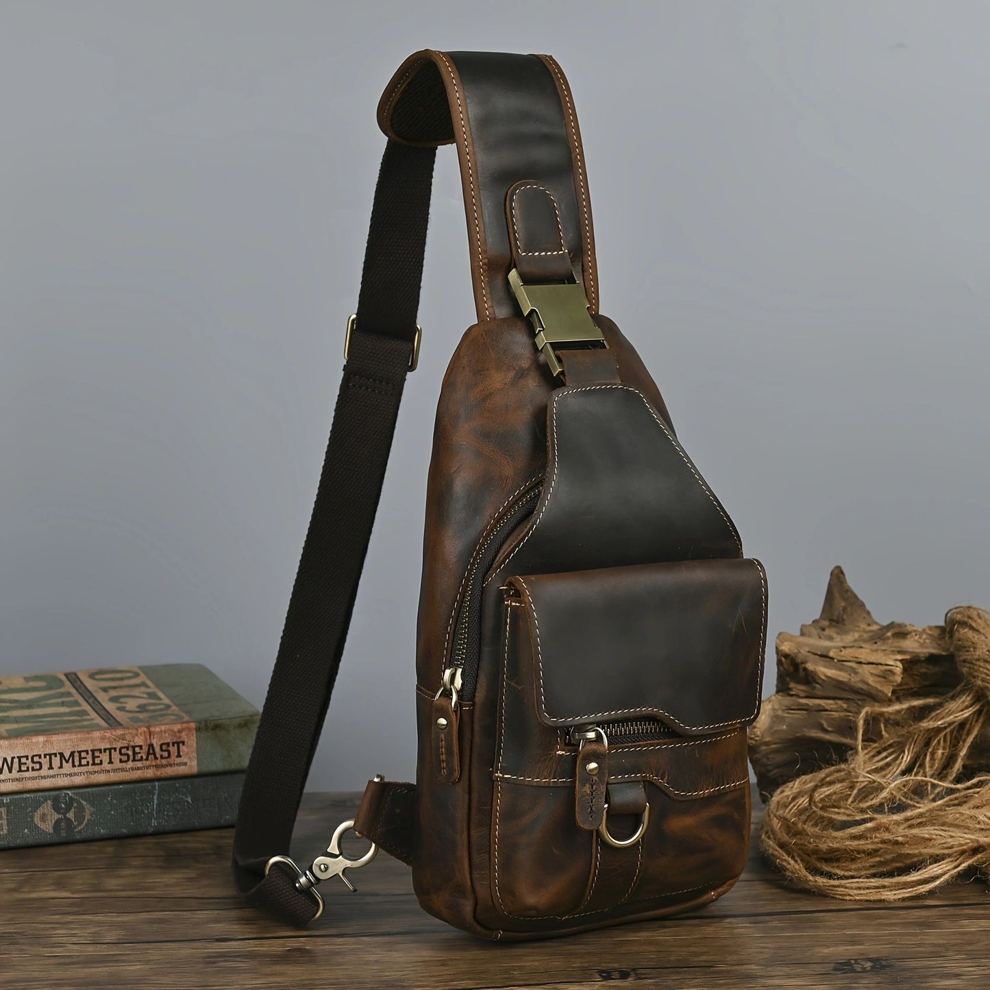 Men's Top Layer Crazy Horse Skin Cowhide Retro Bags