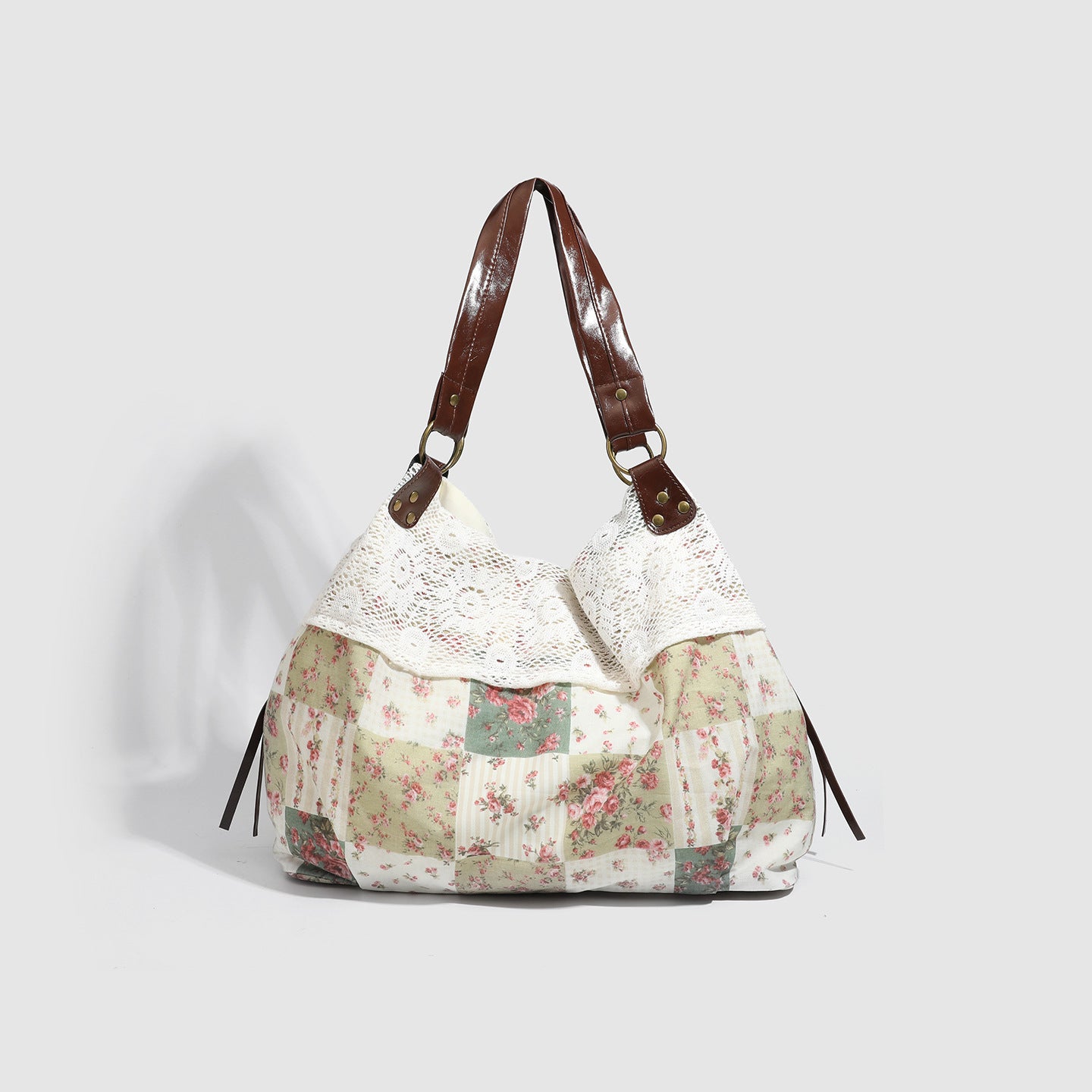 Women's Floral Cotton Stitching Hollow Embroidered Fresh Women's Shoulder Bag