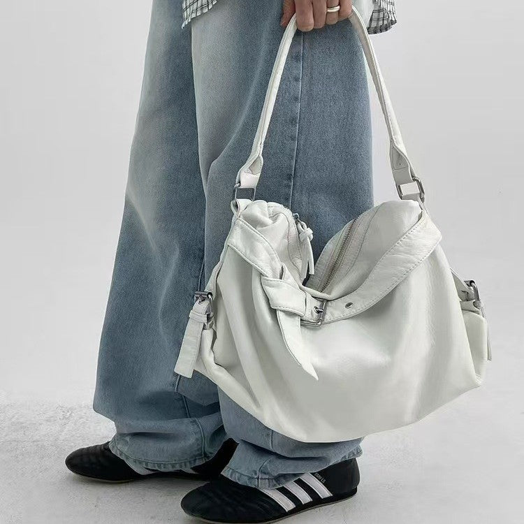Capacity Pure Color Washed Trendy Cool Hot Women's Messenger Bag