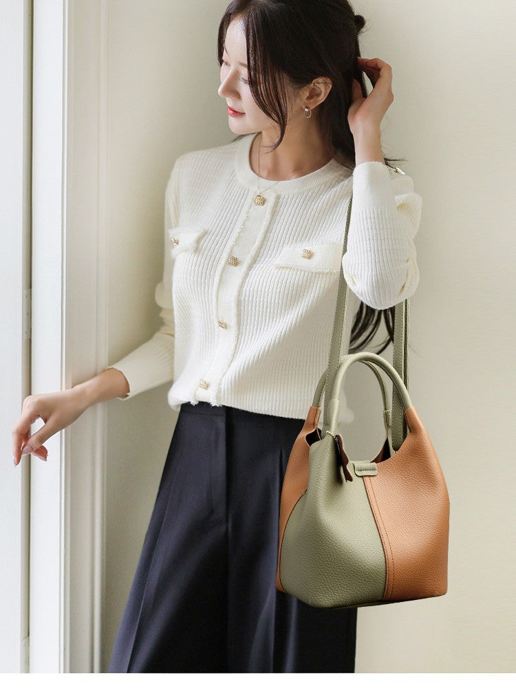 Women's Vegetable Basket Simple Soft Cowhide Leather Women's Handbag