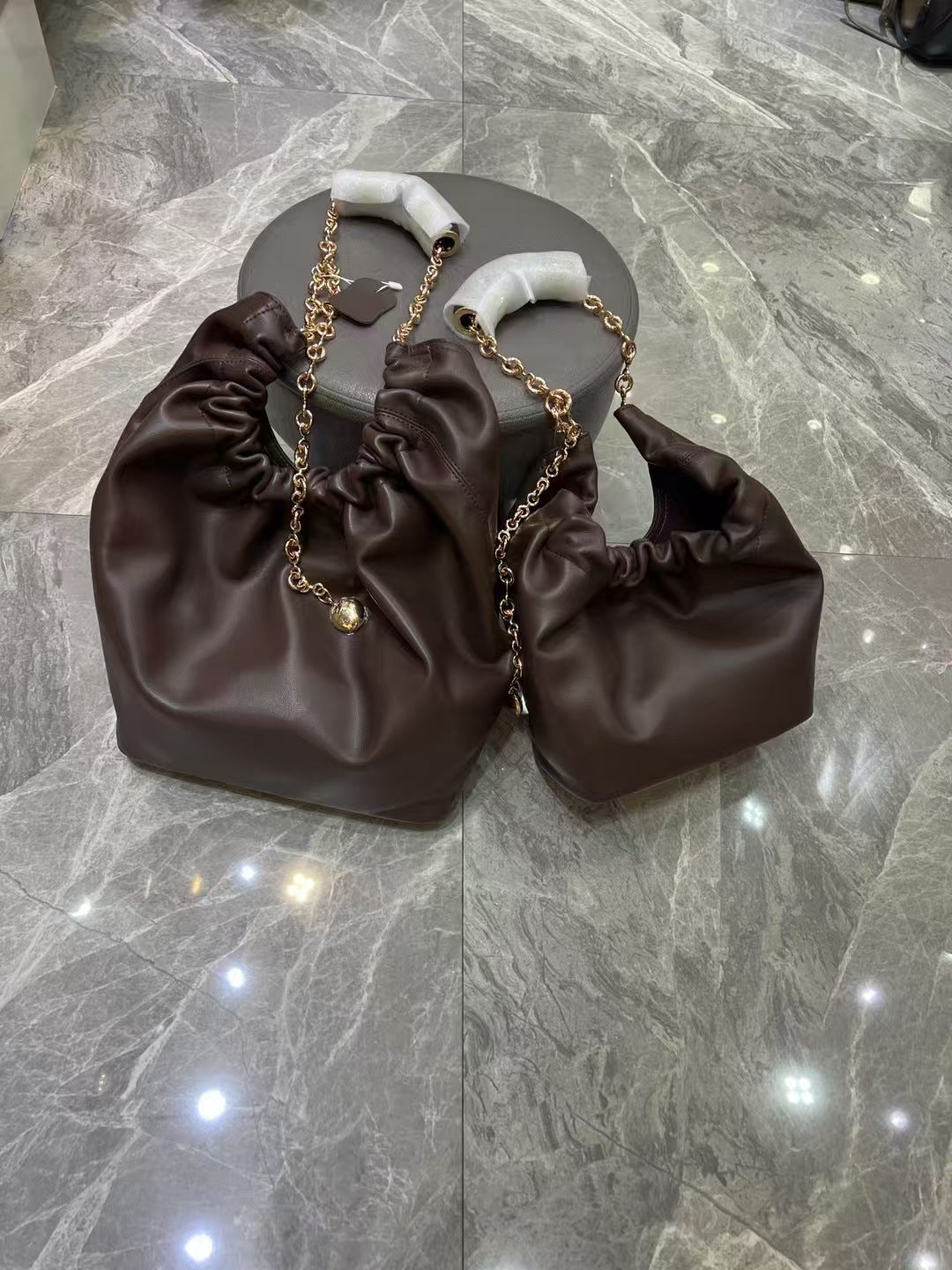 Layer Cowhide Garbage Chain Underarm Soft Genuine Women's Shoulder Bag